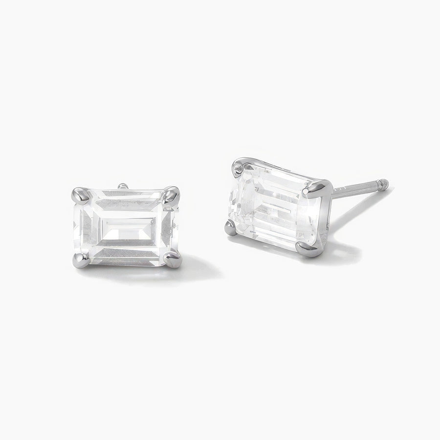 Emerald Cut Örhängen - Vitguld