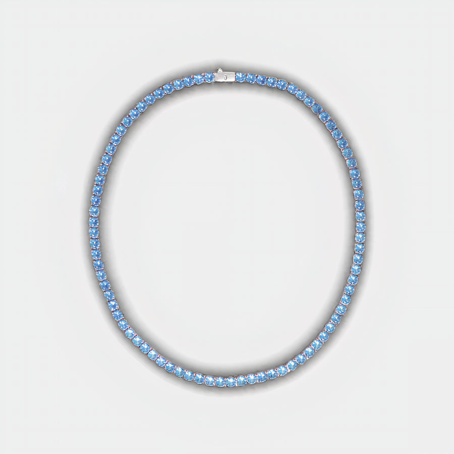 Flare Sapphire Blue Halskjede - 6mm Hvitt Gull
