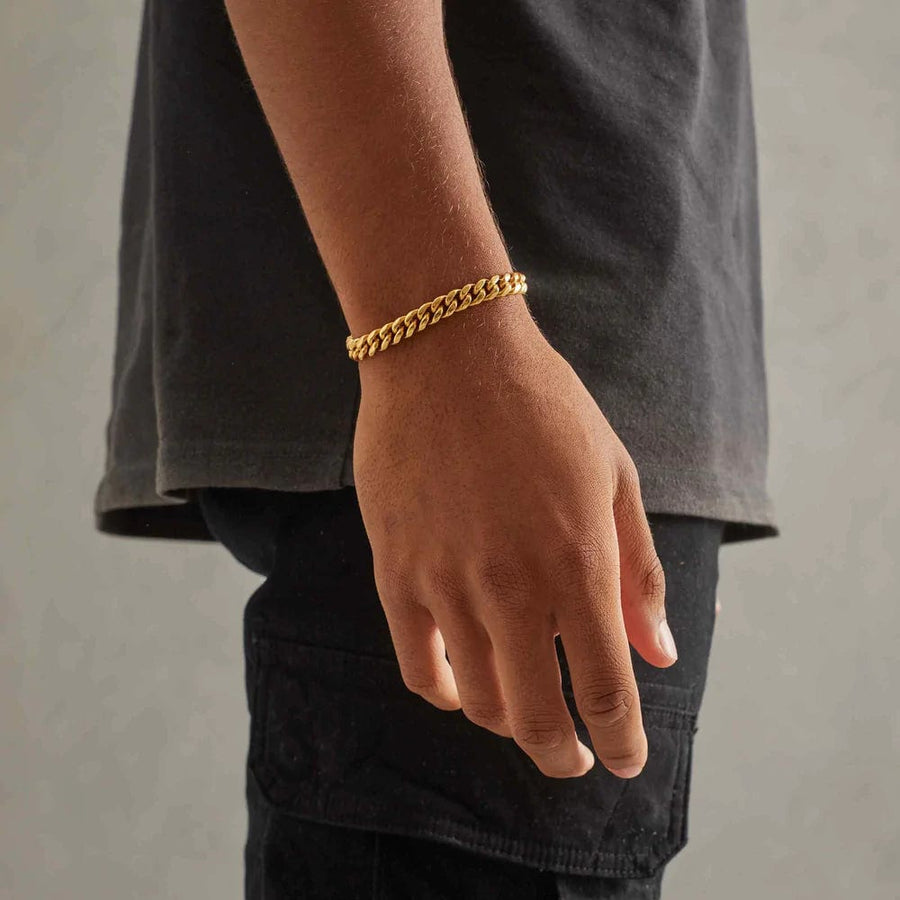 8mm Miami Cuban Chain + Armband Set - Guld