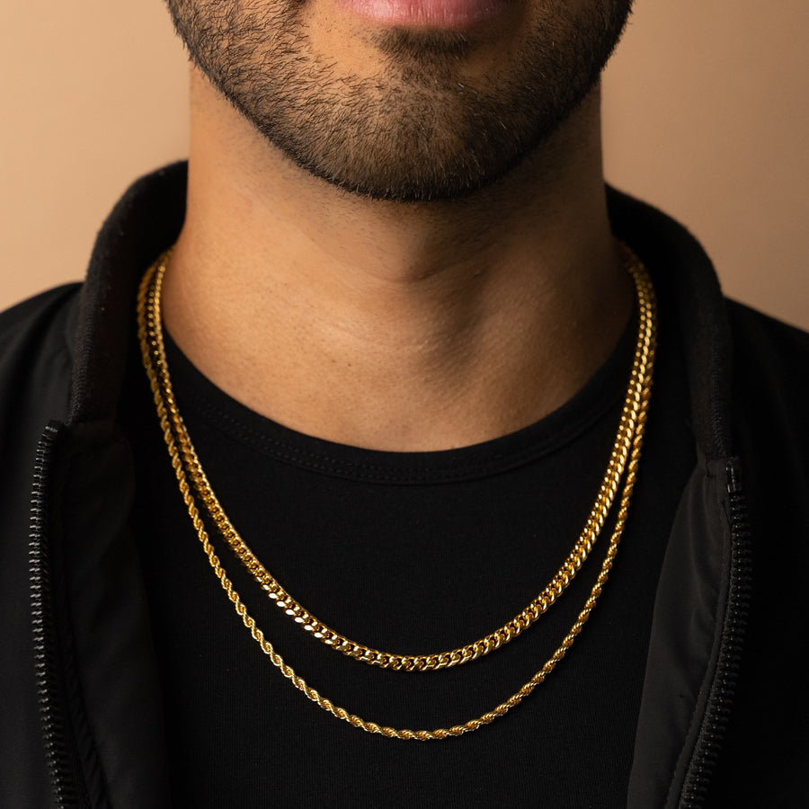 5 mm Miami Cuban Link + 3 mm repkedja i guld