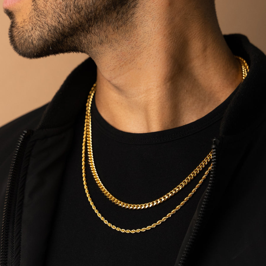 5 mm Miami Cuban Link + 3 mm repkedja i guld